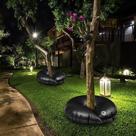 TaoBary 2 Pcs 10 Gallon Tree Watering Ring Bag Slow Release Watering Bag Deep Root Automatic Drip System PVC Drip Irrigation Pouch Donuts for Newly Planted Multi Trunk Trees Shrubs (Black)