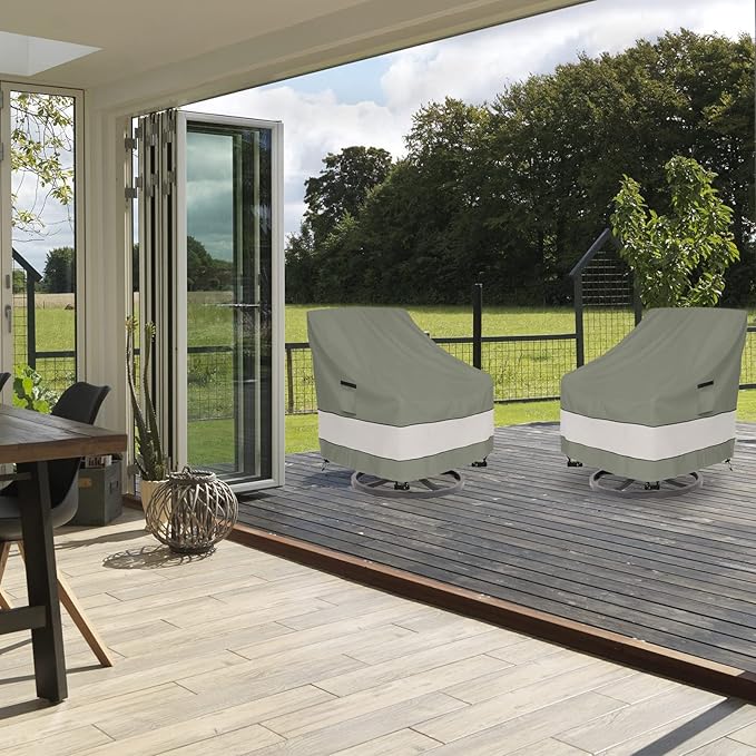 Patio Chair Covers Waterproof Patio Furniture Covers,33W x 37D x 38 H Inches Outdoor Swivel Chair Cover 2 Pack -Grayish Green