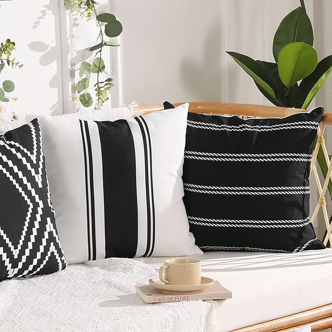 DFXSZ Outdoor Pillow Covers 18x18 Inch Set of 4 Waterproof Modern Geometry Throw Pillows Outdoor Summer Waterproof Decor for Patio Funiture Garden Polyester Cushion Covers 013A