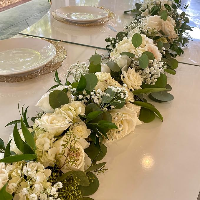 HAKZEON 2 Bunch Floral Foam Garland, Floral Foam Netted Garland, Green Florals Foams Blocks Florals Foams Netting for Home and Wedding Arch Door Flowers Arrangement, 9.2FT Long