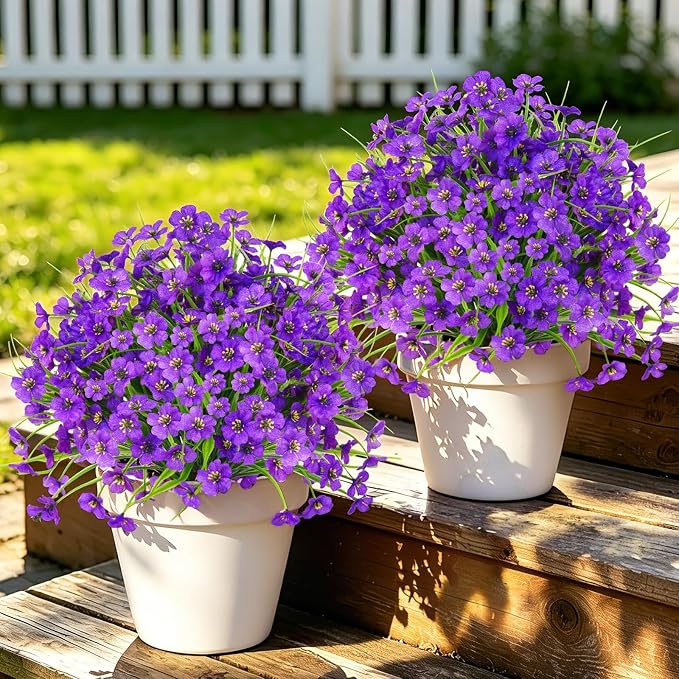 Grooy Set of 2 Artificial Topiary Ball Flower for Outdoor | UV Resistant Faux Flower with Ground Spikes, Fake Bushes Shurbs Plants, Artificial Flower for Outdoor Indoor Front Porch
