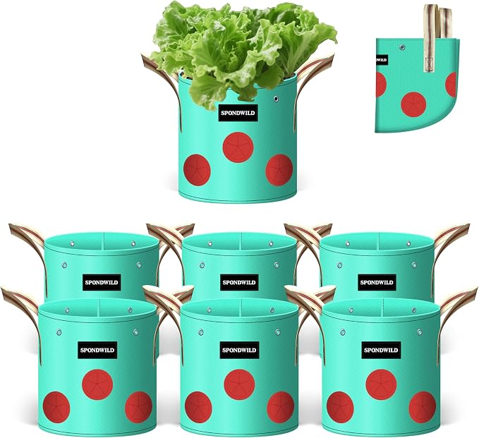 7 Pack 3 Gallon Grow Bags Heavy Duty 180G Thickened PE Plant Pots with 8 Breathable Holes