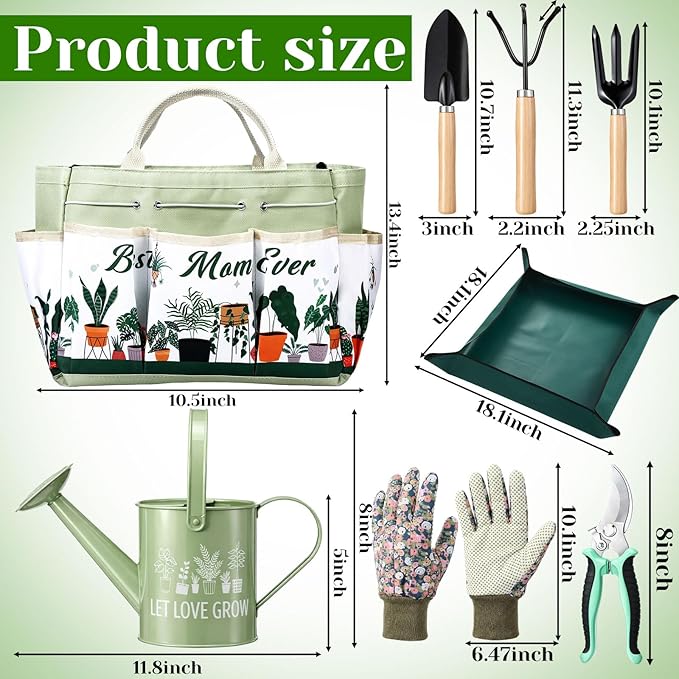 Reginary 11 Pcs Mother's Day Gardening Gifts Mom Watering Can Set Include Garden Tool Garden Tools Tote Trigger Sprayer Soil Mat Apron Tumbler Pruning Shears Glove for Women Plant Enthusiast Present