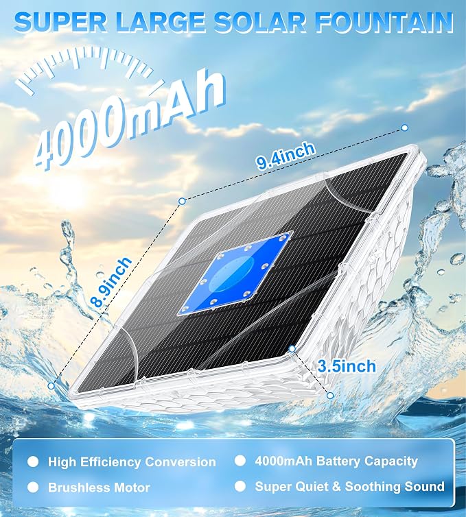 Solar Pool Fountain with Light Show,2026 Upgraded Large Solar Pool Water Fountain, Floating Pool Fountain for Above Ground Pool,Solar Floating Fountain Pump