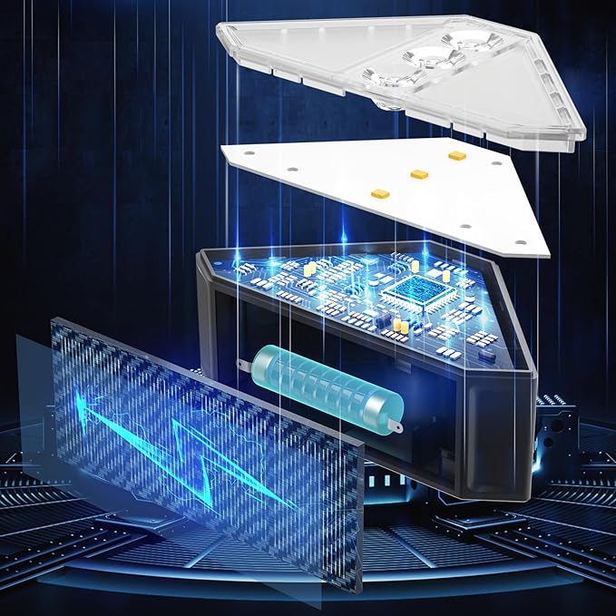 ROSHWEY Solar Step Lights for Outside, 16 Pack Solar Powered Stair Lights Outdoor Waterproof, Triangle Deck Step Light, Outdoor Decor Lighting for Front Porch, Backyard, Patio, Cool White