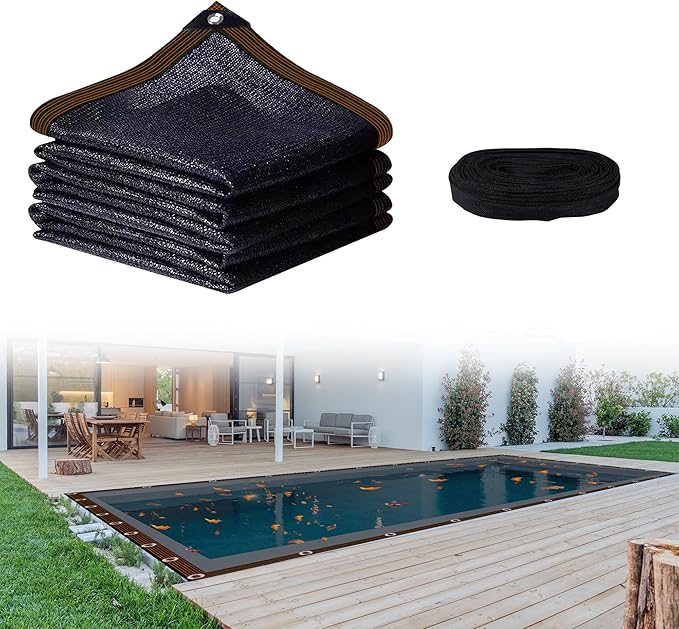 20x40 Ft Pool Leaf Net Cover for Inground Pools/Above Ground, Durable Black Mesh Swimming Pool Leaf Net Cover with Rope for Leaves and Debris, Tear Resistant, UV Resistant, and Reatherproof