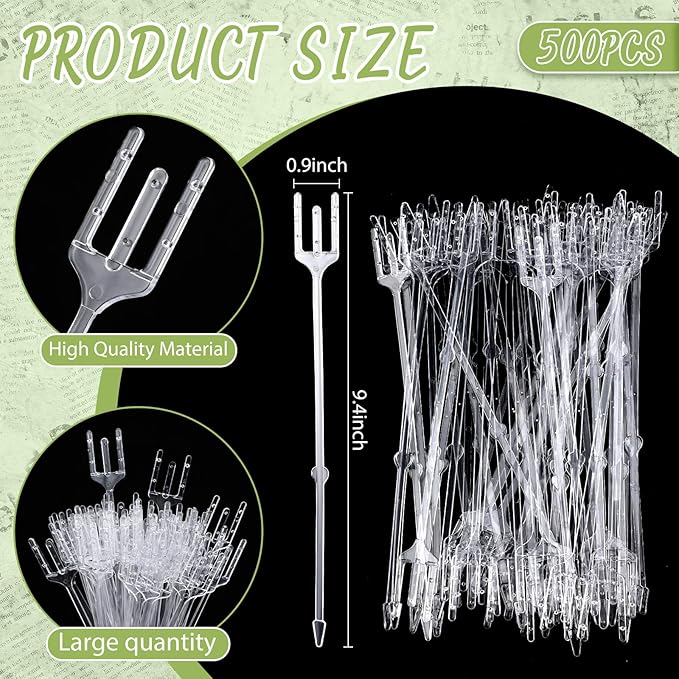 Patelai 20 Pcs Floral Picks Cardholder 9.4 Inch Plastic Transparent Fork Shaped Straight Head Flower Pick Card Clips for Bouquet Floral Photo Cake Wedding Birthday Party Decoration