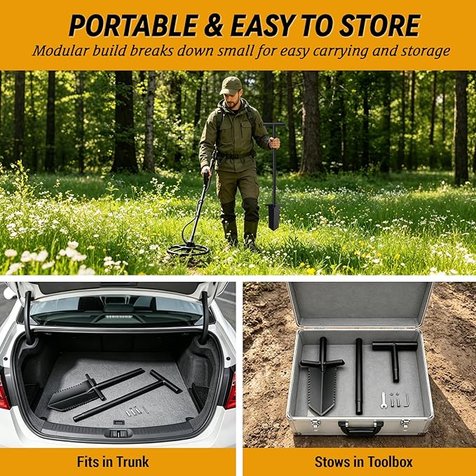 Metal Detecting Shovel, 39" Root Slayer Shovel with Serrated Blade, Lightweight and Durable Garden Spade Shovel, Metal Detector Shovel, Drain Spade for Cutting Root, Digging, Trenching, Transplanting