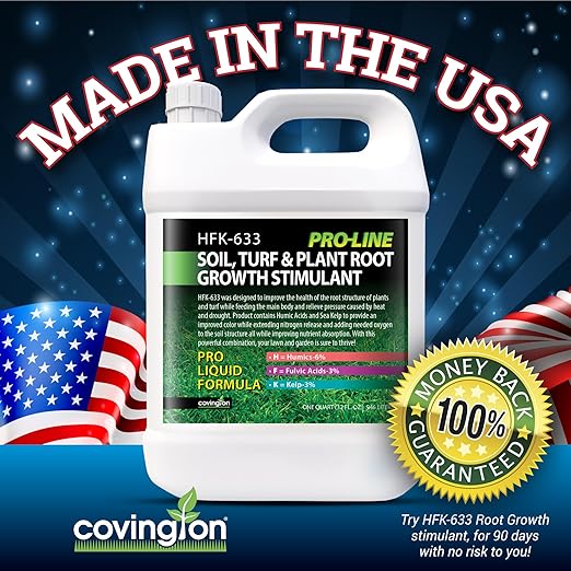 Covington PRO-LINE Humic Acid, Fulvic Acid, Kelp Seaweed Fertilizer (1 Gallon), HFK-633 Superior Potassium Nitrate Root Growth Stimulant with Humic, Fulvic & Kelp Fertilizer for Plant & Tree Growth