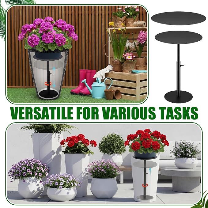 Novabright 3 Pack Adjustable Plant Riser for Inside Pot 21-34" Planter Inserts for Large Pots Metal Pot Fillers for Tall Square Round Taper Planters Container Indoor Outdoor (6''8" 10" Base or Top)