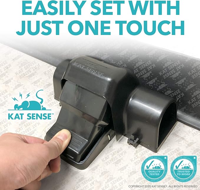 Kat Sense Covered Rat Trap & Chipmunk Trap, Prevents Accidental Triggering with Tunnel Design, Quick Action Pest Control Device, Indoor Outdoor Mouse Trap, Reusable Snap Style Rodent Control