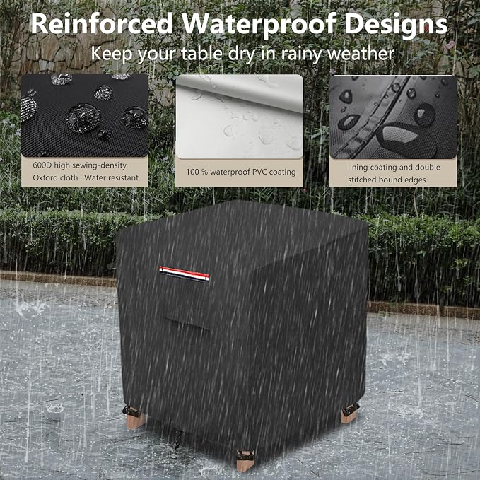 okcool Patio Wicker Side Table Cover,Waterproof Square Patio Small Side Table Cover,Suitable for 3-Piece Outdoor Wicker Patio Bistro Set Side Table,22W x 22D x 18H inch