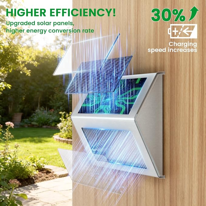 JSOT Solar Lights Perfect for Deck, Fence, Stair, Step Decor-Cool White-8P | Stainless steel material, waterproof, Solar Powered, yard, patio deck rail