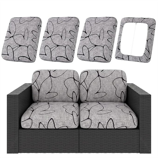 hyha 4Pcs Patio Cushion Covers, Stretch Outdoor Couch Cushion Covers, Washable Outdoor Chair/Sofa Slipcovers for Patio Furniture Cushions Protector with Elastic Bottom(Plain Art,Cover Only)