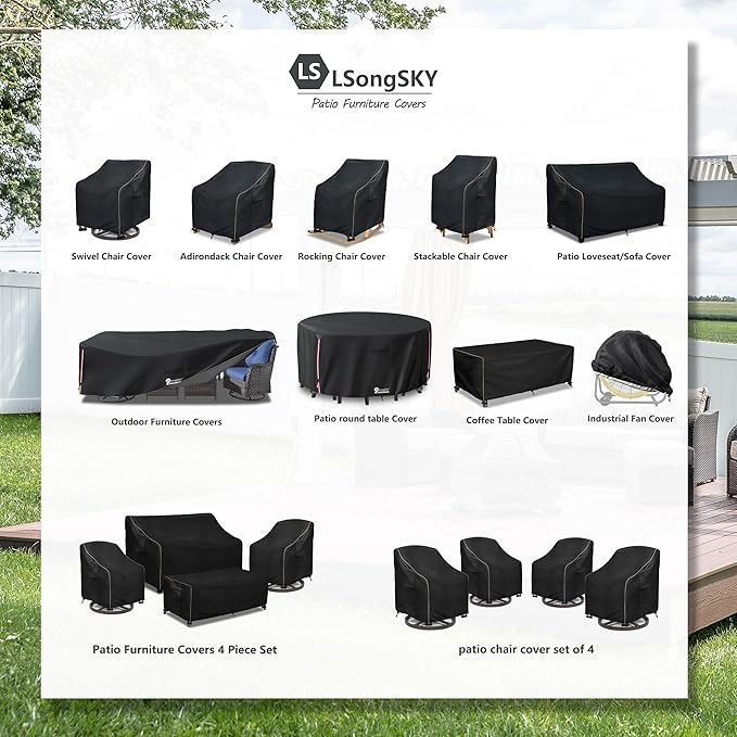 Patio Adirondack Chair Cover 2 Pack,Waterproof Heavy Duty Outdoor Chair Covers,Patio Adirondack Chair Cover for Outdoor Chair,(30W x 34 D x 36 H inches),Black
