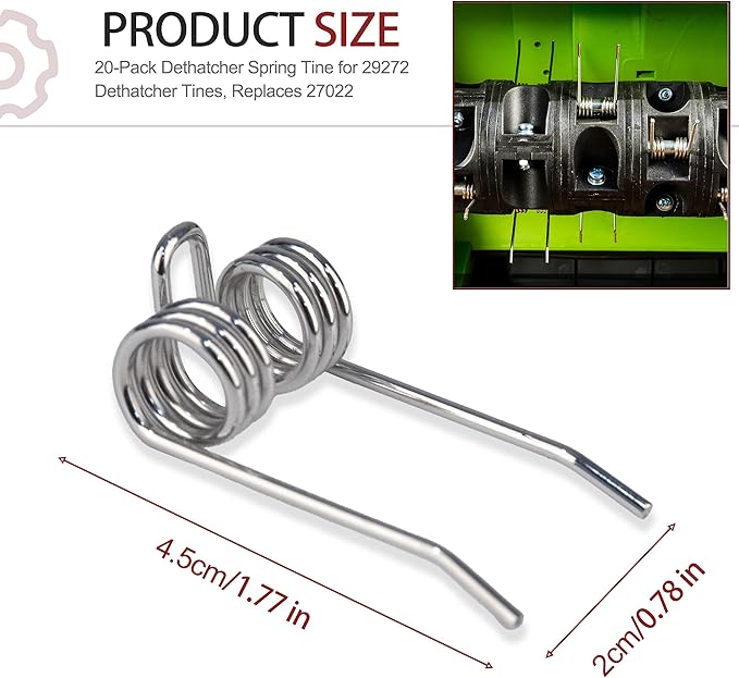 Durable Steel Dethatcher Tines for Replacement GreenWorks 2500600G 27022 29272 10 Amp 14" Corded Dethatcher(18-Pack)
