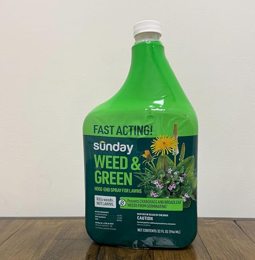 Sunday Weed & Green + Liquid Lawn Kickstart Spring Weed and Feed Kit, Pre-Emergent & Post-Emergent Lawn Weed Killer + 22-0-2 Lawn Fertilizer, Kills Dandelion + Crabgrass, for Lawns up to 5,000 sq ft