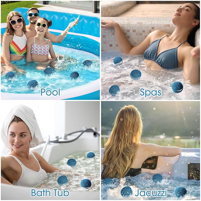 Hot Tub Scum Absorber, 6 Pack Spa & Pool Scum Eliminating Balls,hot tub scum Balls,Scum Sponge for Spa Hot Tub, Hot Tub Accessories, Oil Absorbing Sponge for Hot Tub Skimmer