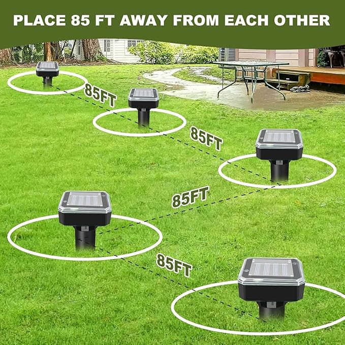 8 Pack Ultrasonic Mole Repellent,Solar Powered Gopher Mole Repellent Stakes for Chipmunks,Snake,Gophers,Voles,Waterproof Sonic Moles Deterrent for Outdoor Garden,Home (8 Pack)