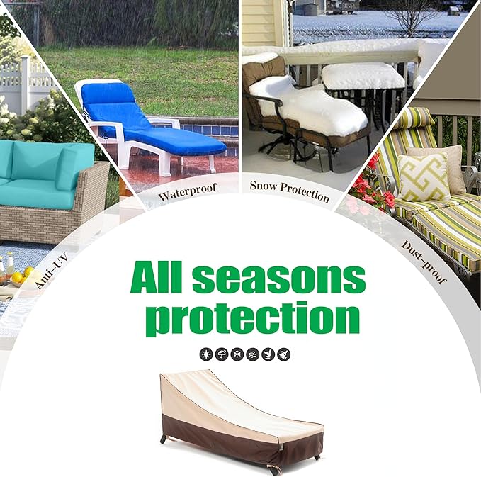 F&J Outdoors Heavy Duty Waterproof UV Resistant Patio Chaise Lounge Chair Cover, 2Pack, 79"Lx30"Wx30"H, Beige+Coffee