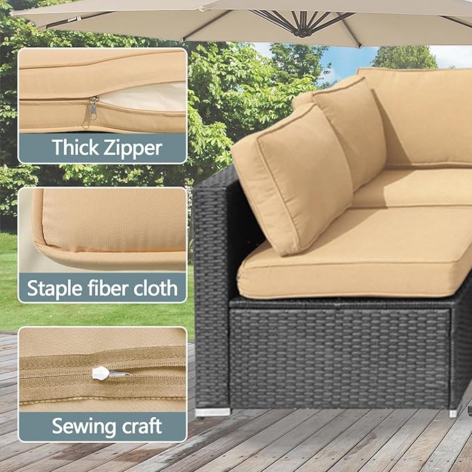 14Pcs Patio Cushion Covers Replacement Splashproof UV-Resistant Inelastic Covers with Zippers, Max Compatible 25.6x25.6x4inch Patio Cushion, for 7 Pcs Outdoor Patio Furniture Sets