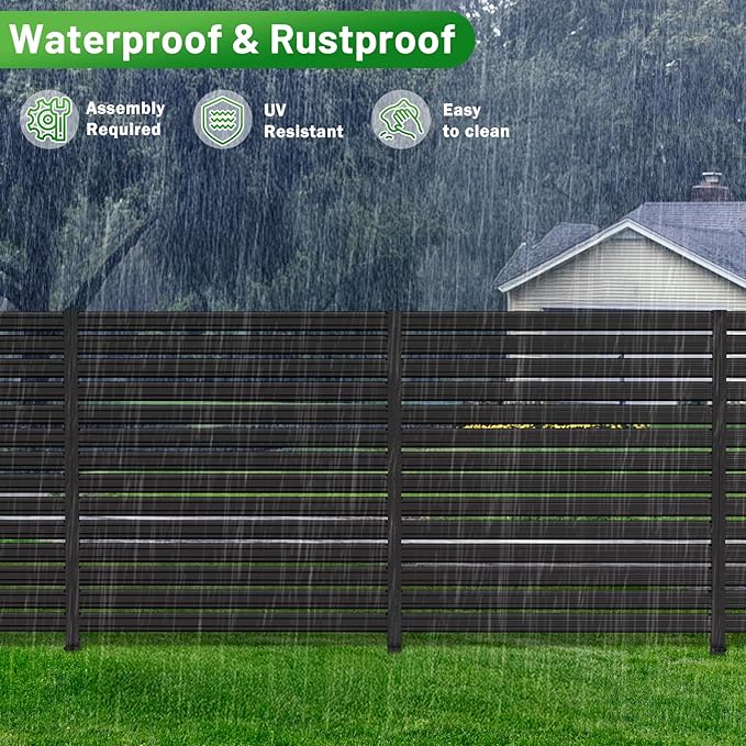 3 Panels No-Dig Metal Privacy Fence Screen, 42" H × 38" W Outdoor Air Conditioner Fence, Rustproof AC Unit Cover to Hide Trash Bins, Pool Equipment Enclosure, Decorative Garden, Patio & Backyard