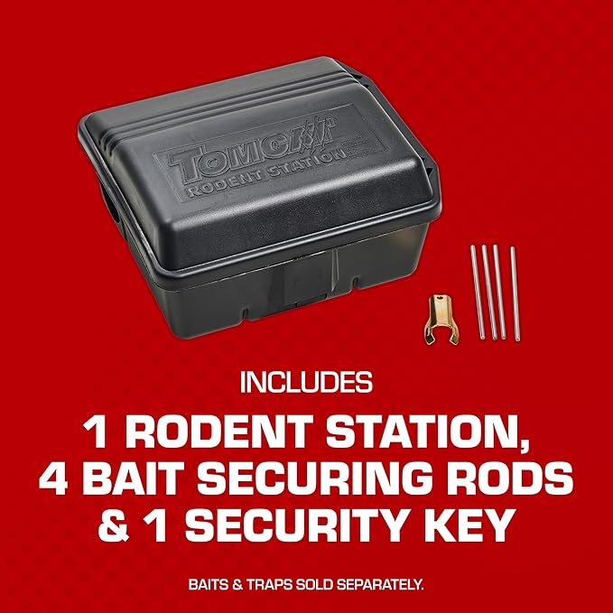Tomcat Rodent Station, Includes 1 Rodent Station with 4 Bait-Securing Rods and 1 Security Key - Fits Rat or Mouse Sized Traps (Baits & Traps Sold Separately), Use Indoors or Outdoors
