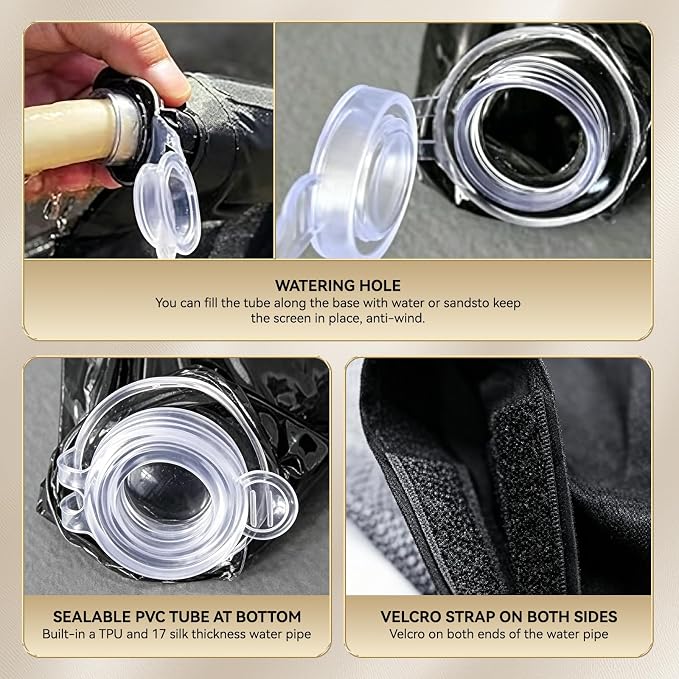 9-11 FT Outdoor Mosquito Netting for Patio, Windproof Universal Umbrella Mosquito Net for Patio Garden Backyards, Polyester Mesh Outdoor Umbrella Screen with Zipper (Black)