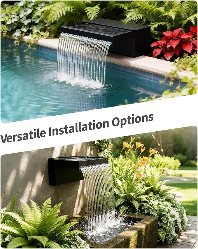 POPOSOAP 70W Solar Pond Waterfall Spillway with Pond Pump, Pond Spillway with 304 Stainless Steel & Filtration System & 9.8FT Tube for Pond Fountain Waterfall Garden Water Features-P5703S