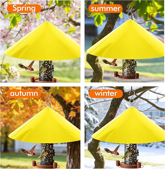 Hanging Squirrel Baffle for Bird Feeders,19-Inch Rain Cover for Feeder Pole,Squirrel-Proofs for Outside Shepherd's Hooks,Large Baffle for Hummingbird Feeder (Yellow)