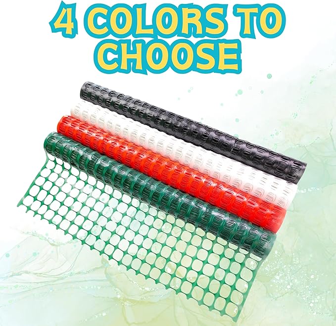 PotatoLife Plastic Mesh Fence Safety Fence, 4'x100' Roll with 100 Zip Ties, Resuable Temporary Netting for Garden Fencing, Construction, Snow Fencing, Animal Barrier, Poultry, Deer, Patio, White