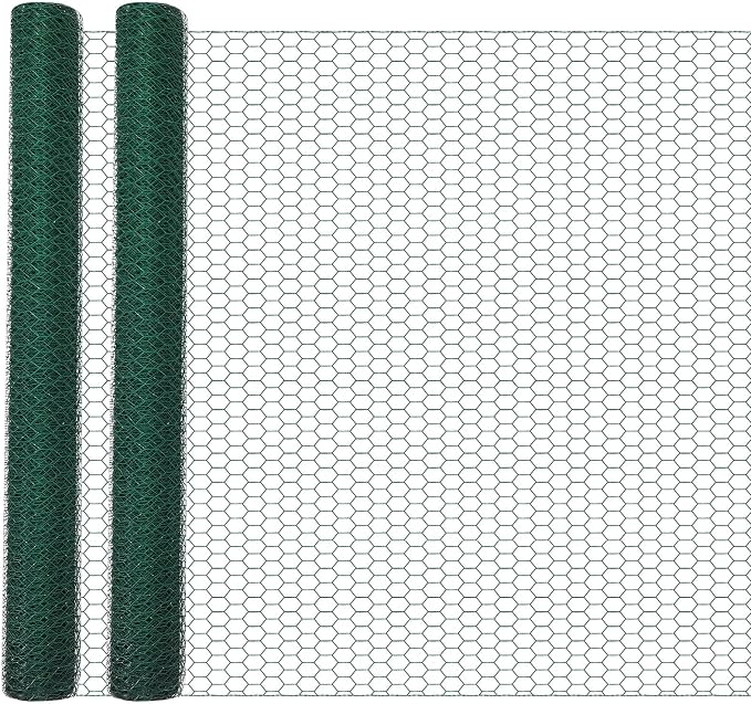 GlikCeil 48 in X 200 ft Chicken Wire Fencing Metal Floral Chicken Wire Mesh for Crafts Poultry Garden, 1 Inch Hexagonal Galvanized Hardware Cloth Netting for Poultry Coop Barrier Rabbit Cage(Green)