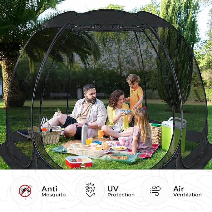 Alvantor Pop Up Screen House Tent, Instant Outdoor Gazebo with Mosquito Netting & UPF 50+ Sun Protection, Portable Canopy Shelter for Patio, Backyard, Camping (2-10 Person)