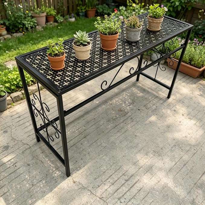 2 Tier Metal Plant Stand, Ladder Flower Pot Holder Plant Stands, Stackable Heavy Duty Tall Plant Shelf Flower Pot Holder for Patio Garden Corner Balcony Living Room (1 Tier H17.7 In-Black)