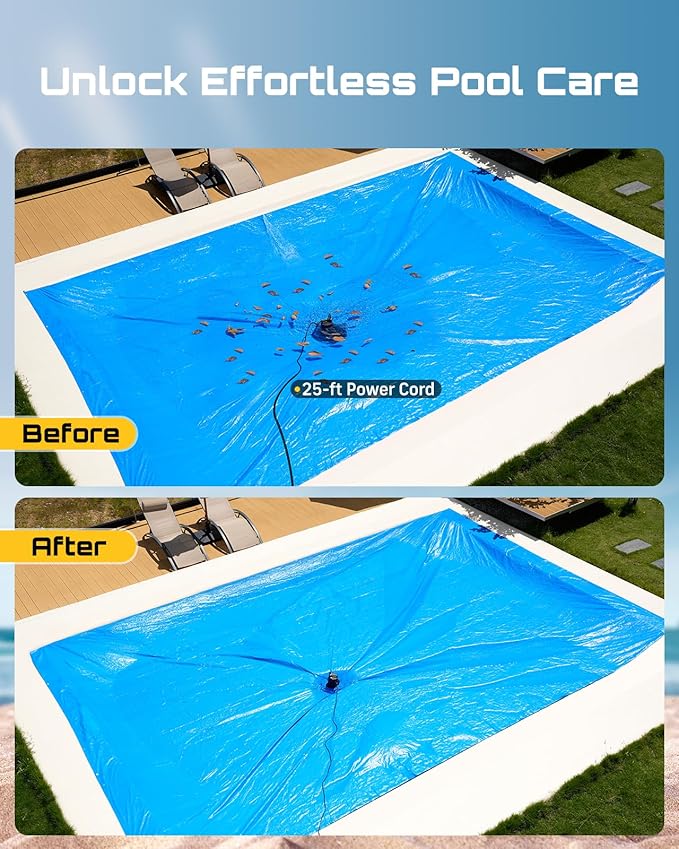SEESII 1/3HP Pool Cover Pump - Automatic On/Off, 3035GPH Submersible Water Pump with Filter Net, 25ft Power Cord, Check Valve, Sump Pump for Swimming Pool, Hot Tubs, Pond, Basement, Rooftops