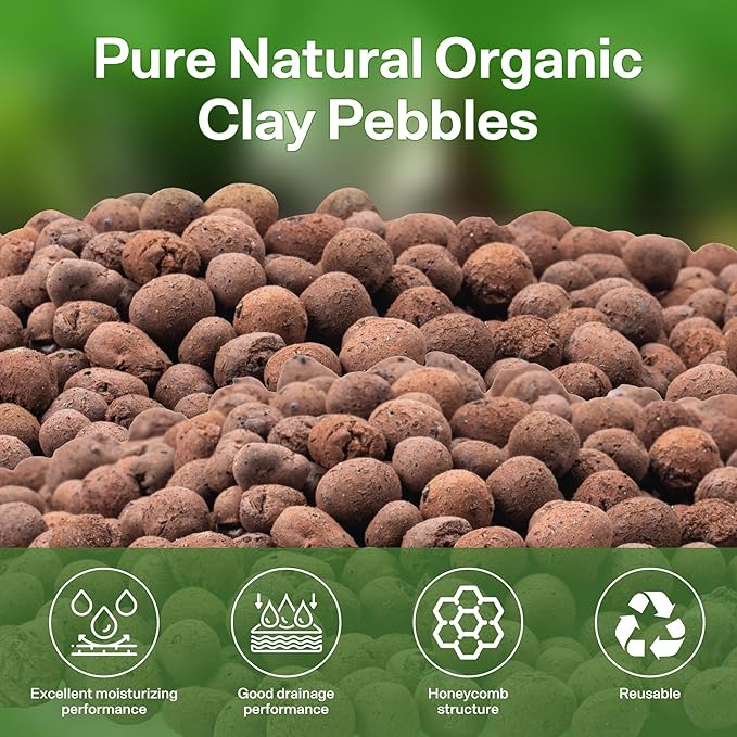 5 LB Expanded Leca Clay Pebbles for Plants, Natural Leca Balls for Indoor Plants, Hydroponic Clay Pebbles for Orchid Potting, Drainage, Aquaponics & Gardening