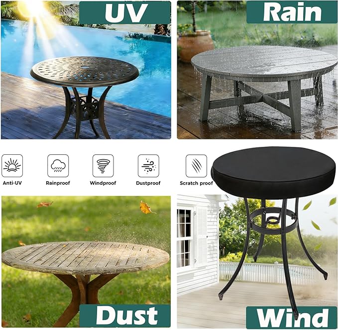 SUNICO Outdoor Round Table Cover 36" Dia, Patio Table Cover Round for Patio Circle Coffee Table & Tea Table & Picnic Table.Windproof, Waterproof, Stain-Resistant, Durable Table Cover