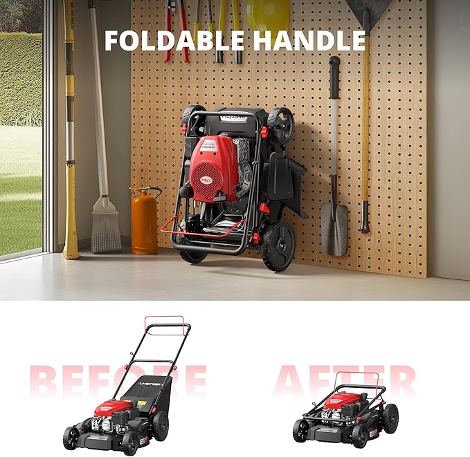 Amerisun 21" Steel Deck Self-Propelled Lawn Mower, 170cc OHV Gas Engine with Air-Cooled Technology, 3-in-1 Cutting Mode, 6-Stage Height Adjustment (1.5"-3.9"), Easy to Assemble & Maintain