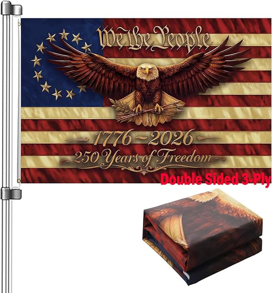 250 Anniversary USA Flag 3x5: We The People Flags Heavy Duty Double Sided 3-Ply - 1776-2026 Patriotic Banner UV Protection & Fade Resistant & Reinforced Brass Grommets - 250 Years Of Freedom