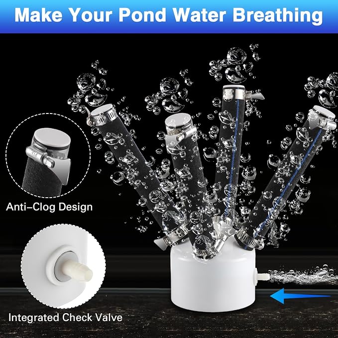 Pond Aerator Diffuser, Large Outdoor Sinking Bubbling Air Diffuser and Deicer, Replace Air Stones for Outdoor Koi Ponds, Lake Aerator Filtration Accessories, Lake Water Oxygen Generator