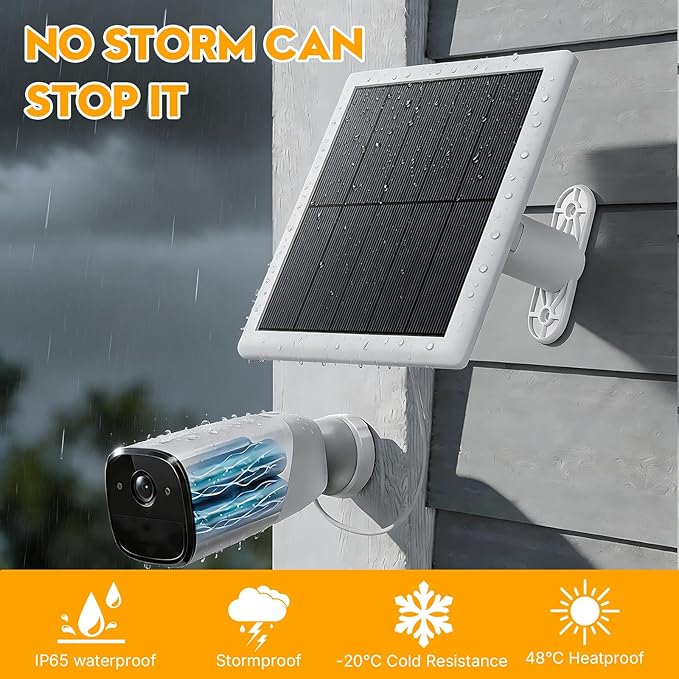 2 Pack 8W Solar Panel Charger for Ring Camera, Compatible with Stick Up Cam/Pro, Spotlight Cam Plus/Pro Battery, IP65 Waterproof, 10ft Cable with USB‑C to Ring Barrel Plug Adapter