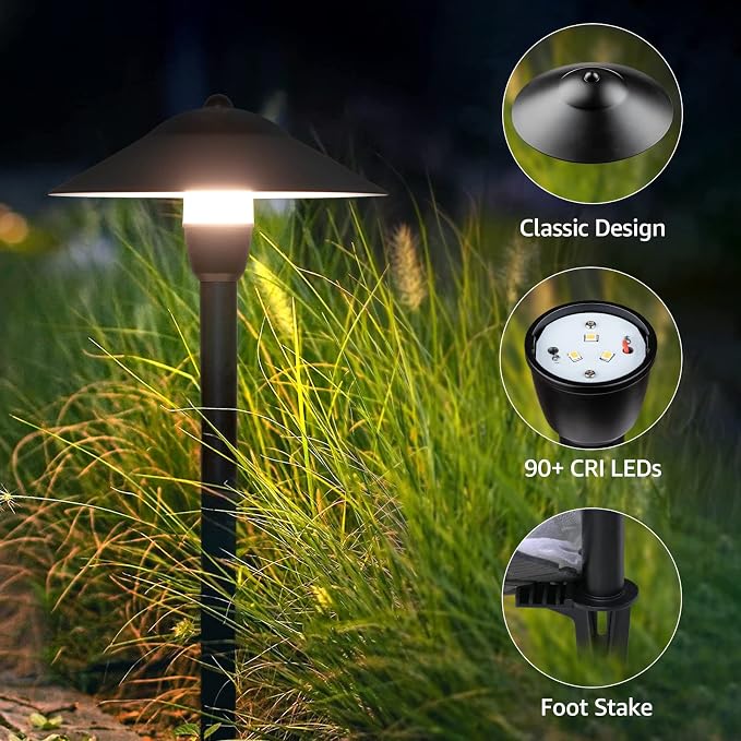 SUNVIE Low Voltage Pathway Lights 12-24V 3W Landscape Lighting, 3000K LED Low Voltage Landscape Lights, IP65 Waterproof Aluminum Path and Area Light for Outdoor Yard Garden Walkway, 2 Pack