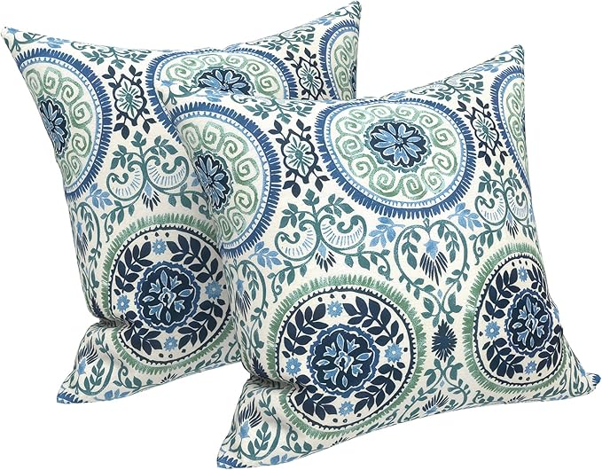 LVTXIII Outdoor Pillow Covers 20x20 Inch, 2 Pack Large Square Throw Pillow Cases, Fade-Resistant Cushion Covers for Patio Furniture Sofa, Garden Porch, Coastal Medallion