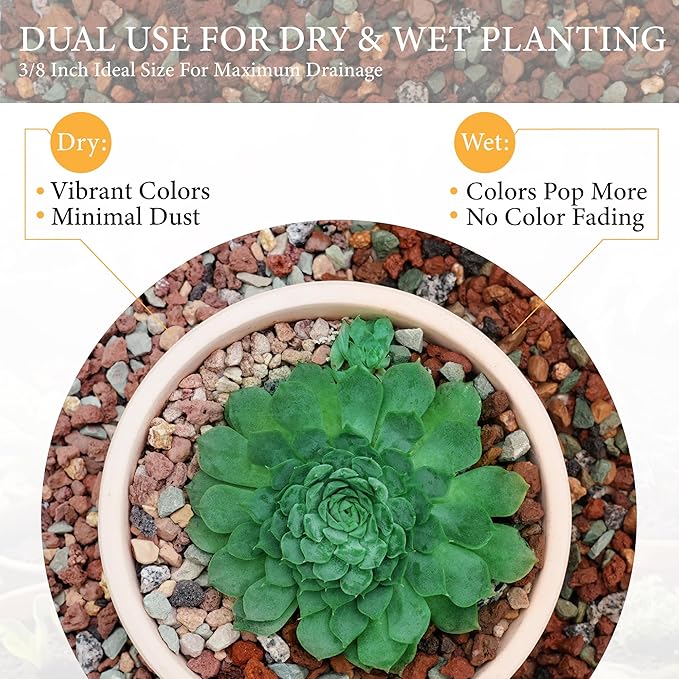 18LB Lava Rocks for Plants-3/8 Volcanic Rock for Succulent Potting Mix, Cactus, Orchids & Bonsai-Porous Horticultural Grit for Drainage, Aeration & pH Balance - Decorative Top Dressing