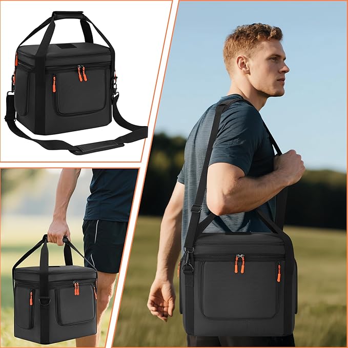 Carrying Bag Compatible with Anker SOLIX C1000/C1000 Gen 2/C800/C800 Plus, Power Station Storage Case with Waterproof Bottom and Side Zipper for Shoulder Strap & Handle (BLACK)