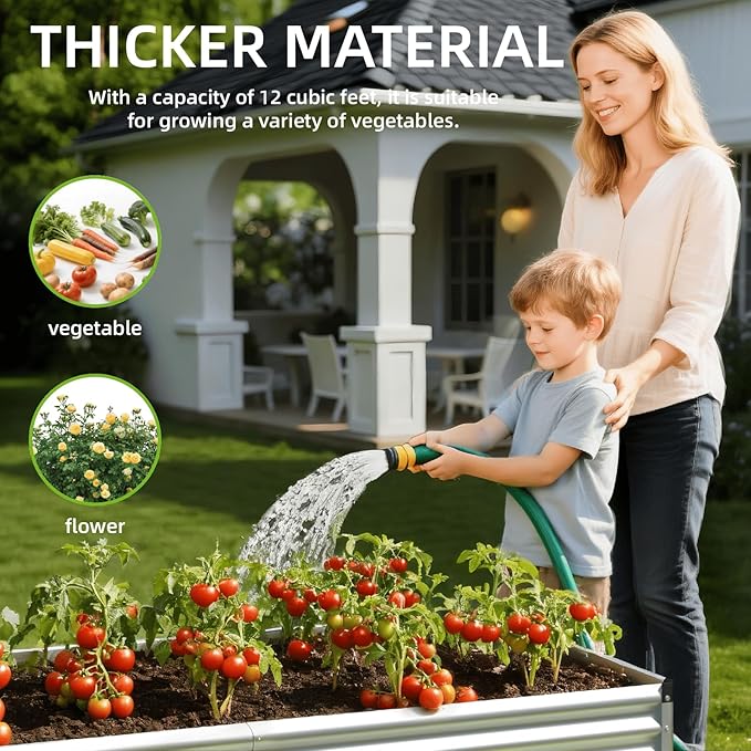 2PCS 6x2x1 FT Rectangle Metal Raised Garden Bed Kit, Elevated Garden Planter Box Outdoor, Large Planters for Outdoor Plants, Flower, Vegetables, Fruit, Herbs (Silver)