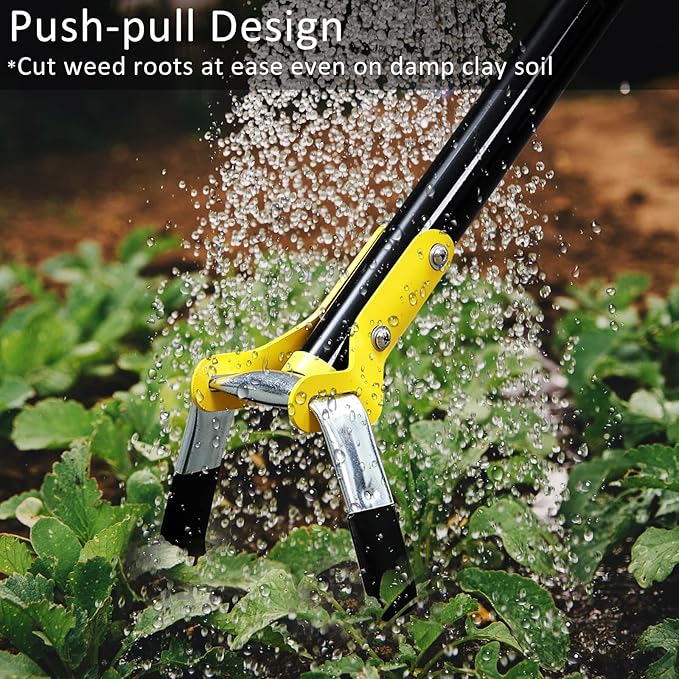 DonSail Hoe Garden Tool - Scuffle Garden Hoes for Weeding Gardening Long Handle Heavy Duty - Adjustable Weeding Loop Stirrup Hoe 30-43 Inch Black