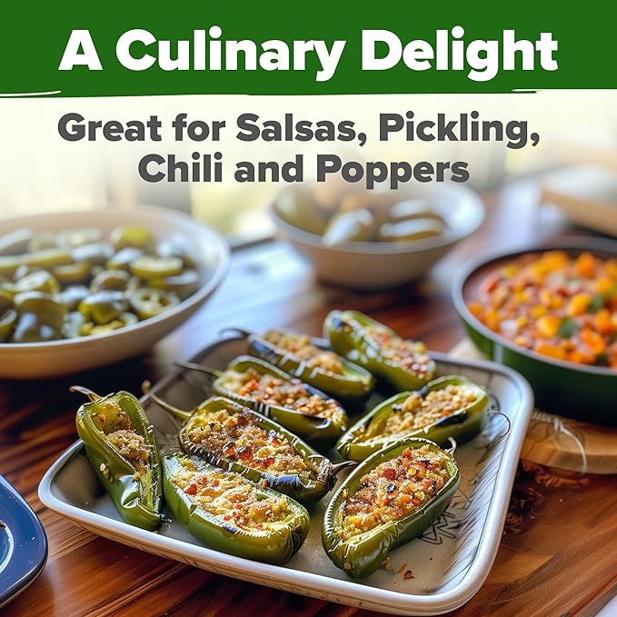 HOME GROWN Jalapeno Pepper Seeds 258+ Heirloom Non-GMO Seeds for Planting, High Germination, Mild to Medium Heat Hot Peppers, Heavy Producer, Perfect for Salsa & Pickling (Capsicum annuum)