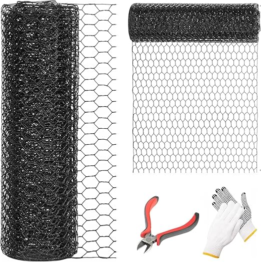 1/2 Inch Black Wire Mesh Roll - 60'' x 100' Chicken Wire Fence, 20 Gauge Hardware Cloth Poultry Netting for Garden/Animal Barrier/Rabbit/Floral/Chicken Coop/DIY Projects