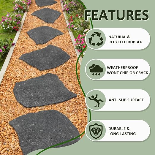 Sekcen 3 Pack Rubber Stepping Stones Outdoor Garden Rubber Pavers Pathway Walkway Paving Stones